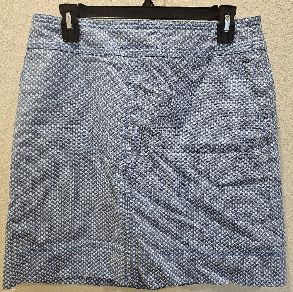 Talbots size 8 Skirt blue white sailboats and pockets
